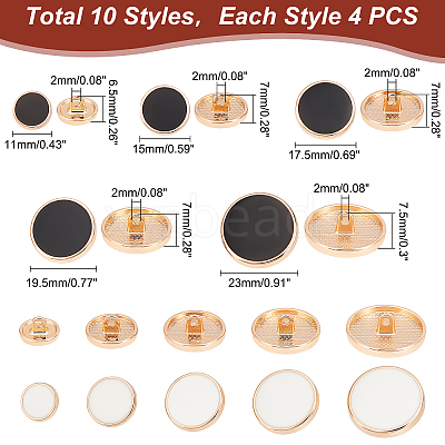 40Pcs 10 Style 1-Hole Alloy Shank Buttons DIY-GA0003-56-1