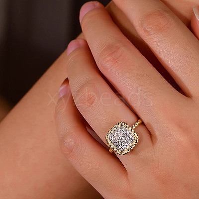 Brass Micro Pave Cubic Zirconia Finger Rings for Women FS-WG378B2-02-1
