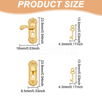 8 Sets 6 Styles Miniature Alloy Door Lock & Key AJEW-GO0001-73-1