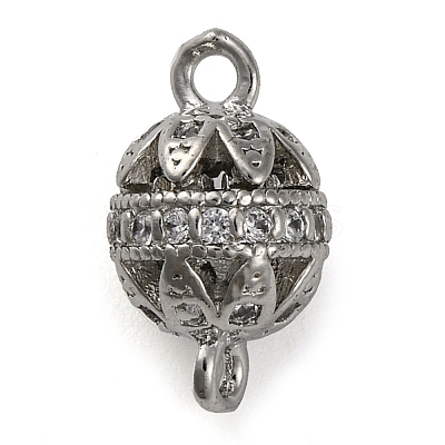 Brass Micro Pave Clear Cubic Zirconia Connector Charms KK-A230-06F-P-1