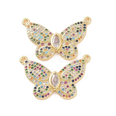 Brass Micro Pave Cubic Zirconia 2-Loop Pendants ZIRC-P106-48G-01-1