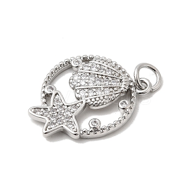 Brass Micro Pave Cubic Zirconia Pendants KK-P343-01E-P-1
