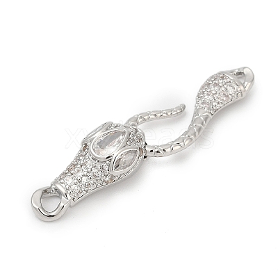 Brass Micro Pave Clear Cubic Zirconia S-Hook Clasps KK-G526-13P-1