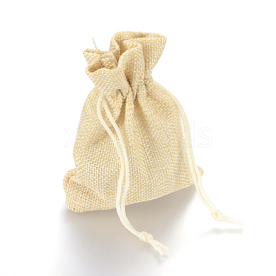 Polyester Imitation Burlap Packing Pouches Drawstring Bags X-ABAG-R005-17x23-13-1