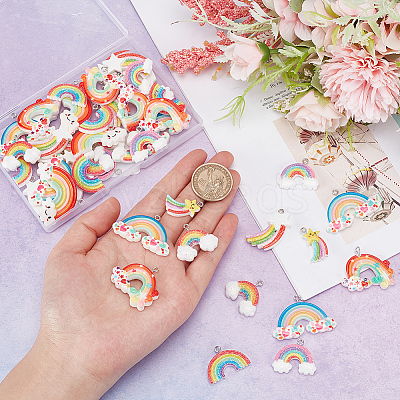 48Pcs 8 Styles Opaque Resin Pendants RESI-DC0001-02-1