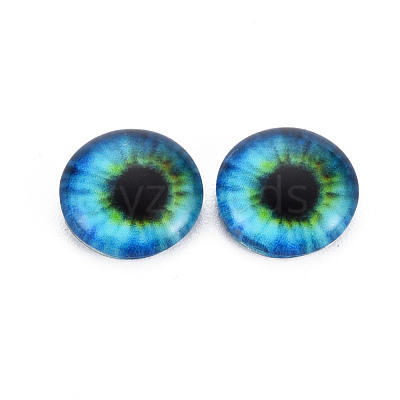 Luminous Eye Printed Glass Cabochons GGLA-WHC0002-10mm-1