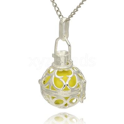 Silver Color Plated Brass Hollow Round Cage Pendants LS-KK-J235-10S-1