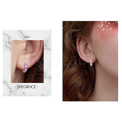 Enamel Striped Thick Hoop Earrings JE1110G-1