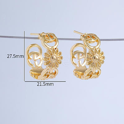C-shaped Hollow Sunflower Brass Stud Earrings VI6809-1