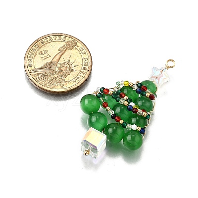 Cat Eye Beads Pendants PALLOY-TA00277-1