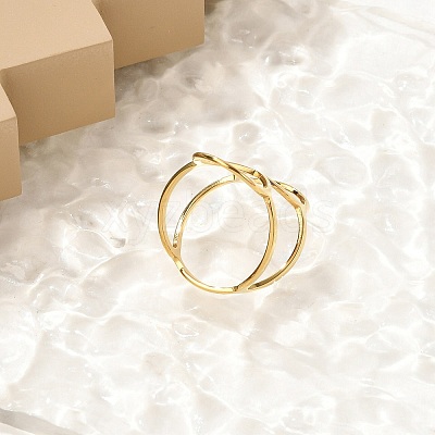 Hollow Number 8 304 Stainless Steel Open Cuff Rings for Women RJEW-Q007-04G-1