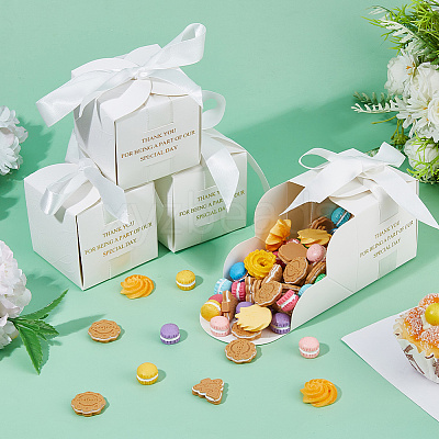 Gold Stamping For You White Paper Candy Boxes with Ribbon CON-WH0043-302C-1