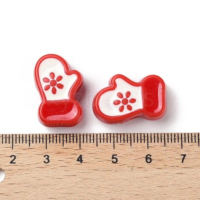 Christmas Decorations Theme Opaque Acrylic Bead with Enamel X-OACR-Z021-01E-1