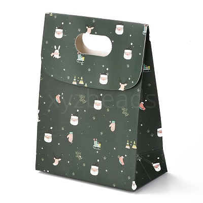 Christmas Themed Pattern Rectangle Kraft Paper Flip Bags CARB-L008-02S-02-1