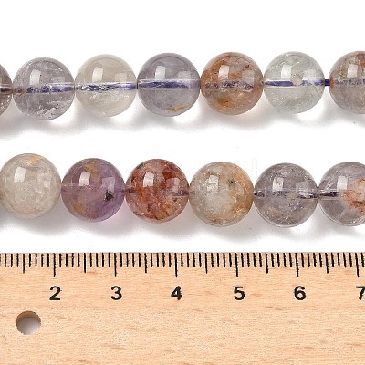 Natural Purple Phantom Quartz Purple Lodolite Quartz Beads Strands G-L644-D01-10mm-1