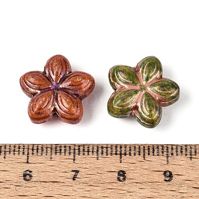 Picasso Baking Paint & Golden Metal Enlaced Glass Beads DGLA-T004-60M-1