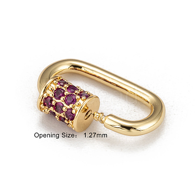 Brass Micro Pave Cubic Zirconia Screw Carabiner Lock Charms ZIRC-G156-11G-1