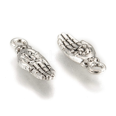 Tibetan Style Palm with Lotus Flower Alloy Pendants KK-P015-03AS-1-1