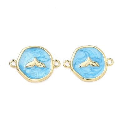 Ocean Brass Enamel Connector Charms KK-C251-05G-02A-1