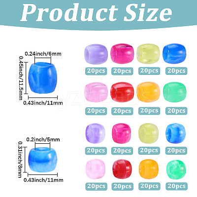 320Pcs 16 Colors  Acrylic European Beads MACR-PA0001-75-1