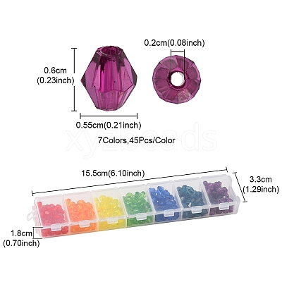 315Pcs 7 Colors Transparent Acrylic Beads TACR-YW0001-77-1
