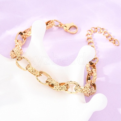 304 Stainless Steel Oval Link Chain Bracelets for Women BJEW-F529-09G-1