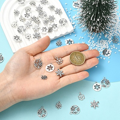 50Pcs 5 Styles Tibetan Style Alloy Charms FIND-YW0010-23-1
