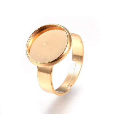 Ion Plating(IP) Adjustable 201 Stainless Steel Finger Rings Components STAS-G187-01G-12mm-1