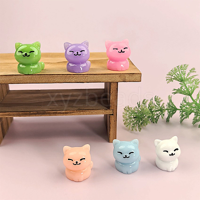 24Pcs 6 Colors Plastic Cat Shape Display Decorations DJEW-SP0001-14-1