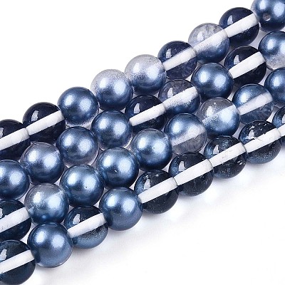 Baking Paint Transparent Glass Beads Strands DGLA-N011-10mm-08-1