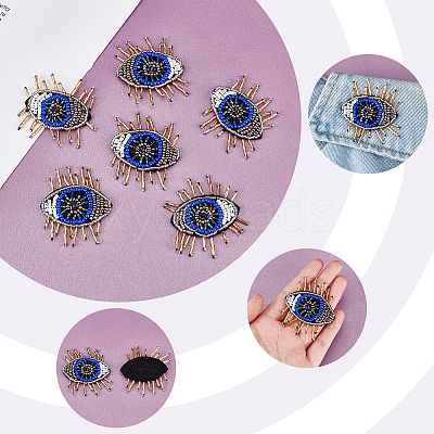 Evil Eye Felt Cloth Patches PATC-WH0007-13-1