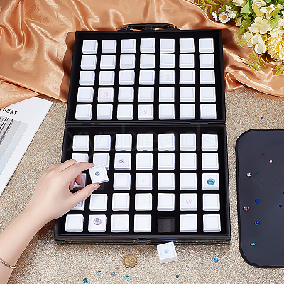 70-Slot Rectangle Aluminium Alloy Covered with Velvet Jewelry Organizer Handled Display Cases CON-WH0089-193B-1