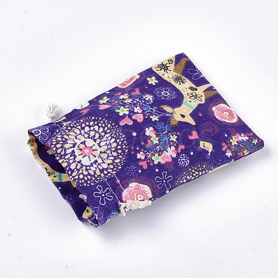 Polycotton(Polyester Cotton) Packing Pouches Drawstring Bags X-ABAG-T007-02G-1