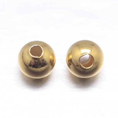 Real 18K Gold Plated Round Sterling Silver Spacer Beads X-STER-M103-04-4mm-G-1