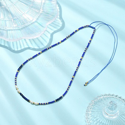 Boho Natural Cultured Freshwater Pearl & Round Seed Beaded Braided Necklaces for Women NJEW-JN06187-03-1