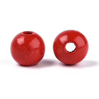 Spray Painted Round Natural Schima Wood Beads WOOD-A018-12mm-07-1