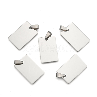 Non-Tarnish 201 Stainless Steel Rectangle Mirror Polished Finish Stamping Blank Tag Pendants STAS-S030-01-1