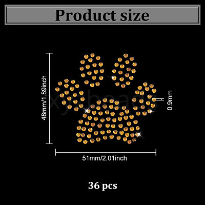 Paw Print Hotfix Glass Rhinestone DIY-WH0453-71B-02-1