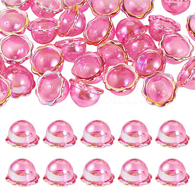 30Pcs UV Plating Acrylic Bead Caps PACR-TA0001-20A-1