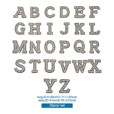 Alphabet Resin Rhinestone Patches DIY-TAC0005-45B-1