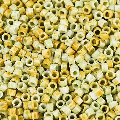 Opaque Picasso Cylinder Glass Beads SEED-Q039-06A-23-1