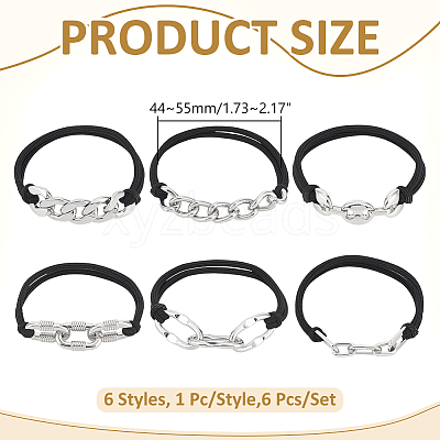6Pcs 6 Styles Elastic Hair Ties OHAR-ME0001-16A-1