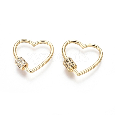 Brass Micro Pave Cubic Zirconia Screw Carabiner Lock Charms ZIRC-I031-12G-1