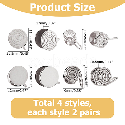 16Pcs 4 Styles Brass & 304 Stainless Steel Cuff Earrings EJEW-HS0001-18P-1