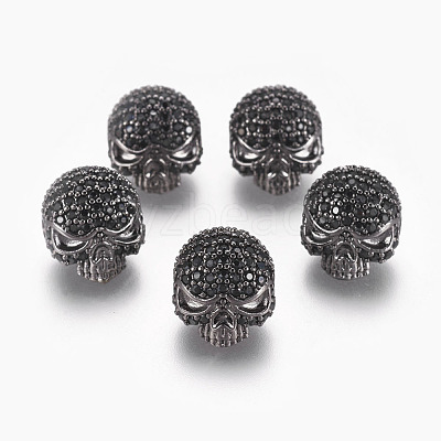 Brass Micro Pave Cubic Zirconia Beads ZIRC-S053-YS040B-3-1