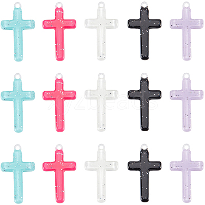 30Pcs 5 Colors Opaque Acrylic Pendants OACR-SC0001-35-1