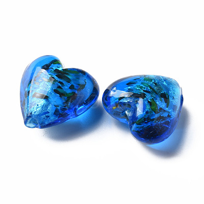Handmade Lampwork Silver Foil Glass Beads FOIL-T005-01F-1