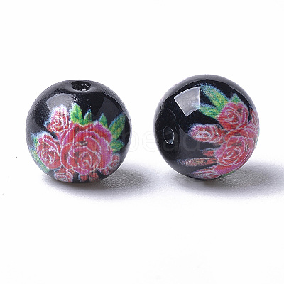 Printed & Spray Painted Glass Beads LS-GLAA-S047-03A-08-1