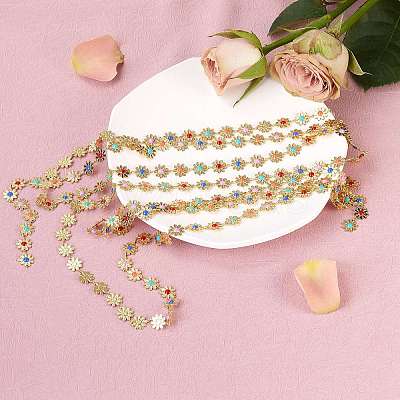 2M Brass Enamel Flower Link Chains CHC-SZ0001-35-1