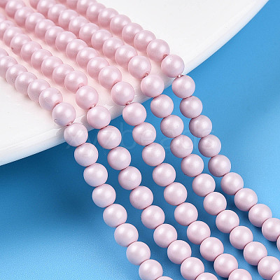 Baking Paint Pearlized Glass Pearl Bead Strands HY-N002-4mm-B04-1